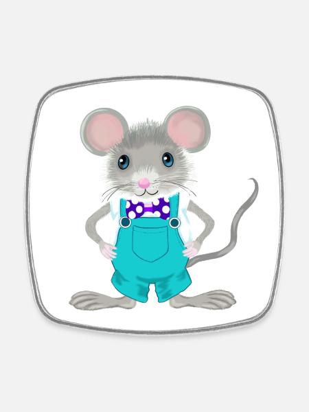 mignonne et élégante petite souris - Magnet carré - blanc