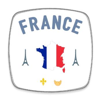 France - Square fridge magnet - white - Front