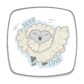 Lioba silk chicken, hooray - Square fridge magnet - white - Front