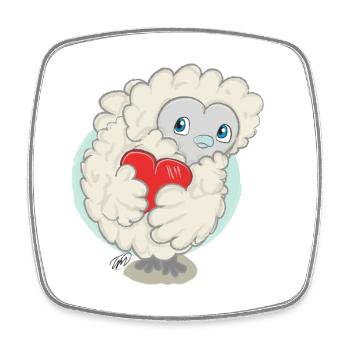 Lioba Silk Poulet, Poulet Amour - Magnet carré - blanc - Devant