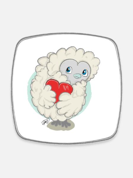 Lioba Silk Poulet, Poulet Amour - Magnet carré - blanc