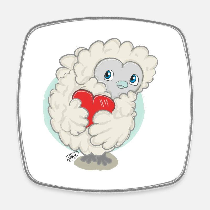 Lioba Silk Chicken, Chicken Love - Square fridge magnet - white