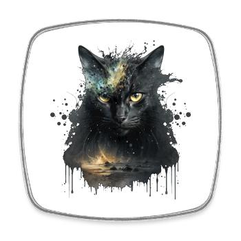 Chat noir dans la conception de l’espace - Magnet carré - blanc - Devant