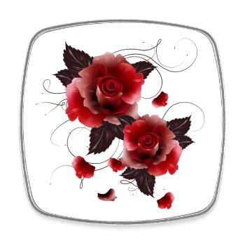 two beautiful fascinating red roses - Square fridge magnet - white - Front
