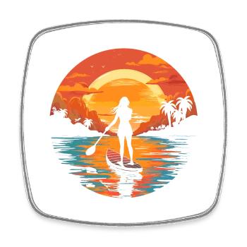 Girl on SUP - Magnet carré - blanc - Devant