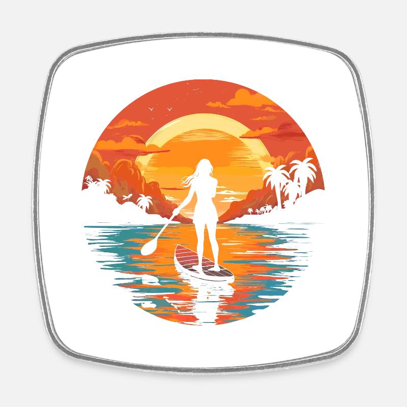 Girl on SUP - Square fridge magnet - white