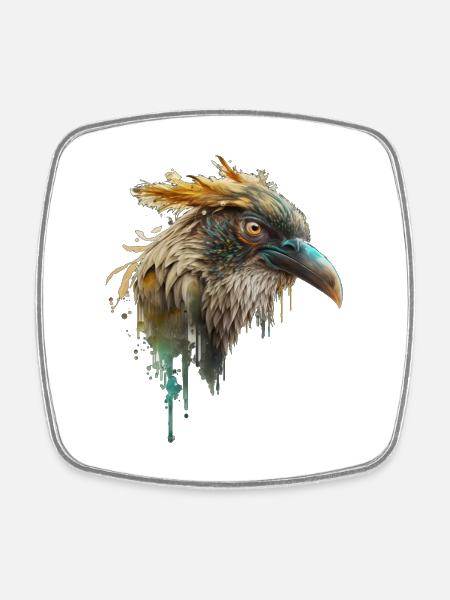 Schöner Rabenkopf, Rabendesign, Schöner Vogel - Viereckiger Kühlschrankmagnet - Weiß