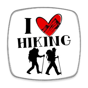 I love hiking statement hiker heart climbing - Square fridge magnet - white - Front