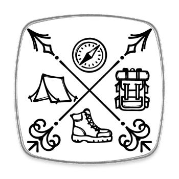 Hiking, climbing, trekking, tours, hiking, mountains - Square fridge magnet - white - Front