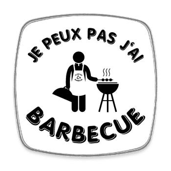 Je peux pas j'ai barbecue - Le roi du barbecue - Magnet carré - blanc - Devant