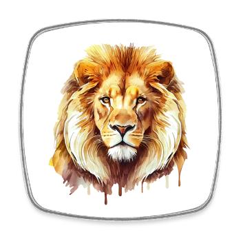 Beautiful watercolor portrait of a lion - Square fridge magnet - white - Front