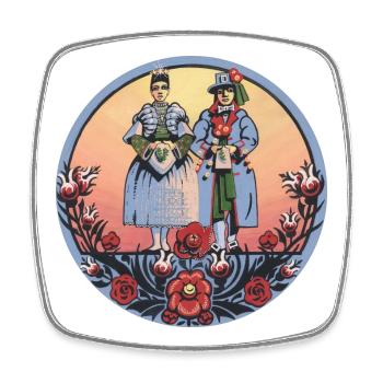 Sorbische Folklore – Paar in Tracht - Viereckiger Kühlschrankmagnet - Weiß - Vorne