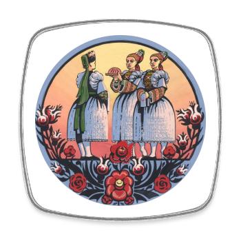 Folklore sorbe – Pain et costumes traditionnels - Magnet carré - blanc - Devant