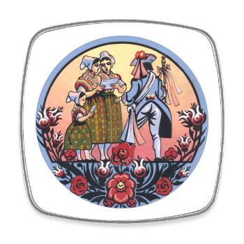 Sorbische Folklore – Tracht und Tanz - Viereckiger Kühlschrankmagnet - Weiß - Vorne