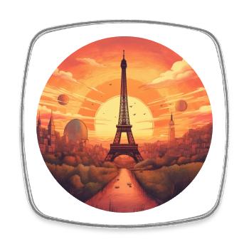 Paris Eiffel Tower at sunset - Square fridge magnet - white - Front