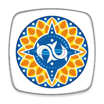 Wind rose dolphins petals waves - Square fridge magnet - white - Front