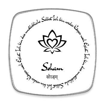 Lotus Love Design Yoga Mantra Soham - Viereckiger Kühlschrankmagnet - Weiß - Vorne