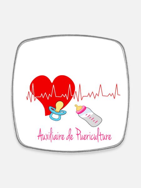 Auxiliaire de puériculture - Magnet carré - blanc