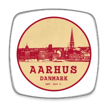 Aarhus Vintage Stadtlogo Kreis - Viereckiger Kühlschrankmagnet - Weiß - Vorne