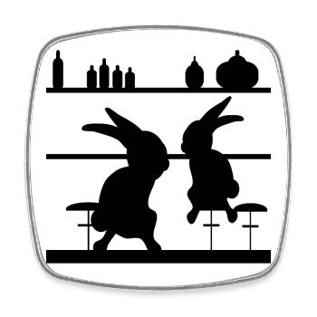 COCKTAIL RABBITS - Gifts for Couples - Square fridge magnet - white - Front