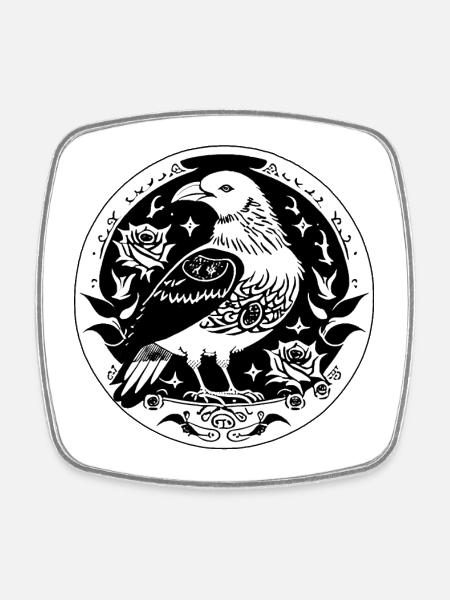 Goth Crow - Square fridge magnet - white