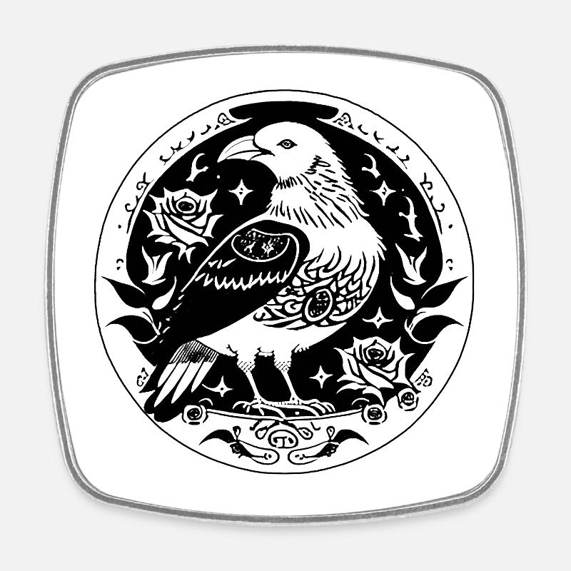 Goth Crow - Square fridge magnet - white