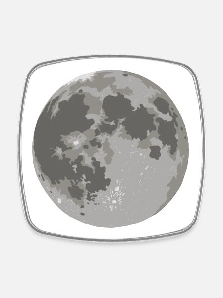 Moon - celestial body - Square fridge magnet - white