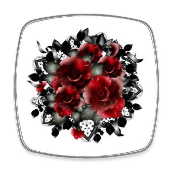 Gothic Brautstrauß Bouquet aus dunkelroten Rosen - Viereckiger Kühlschrankmagnet - Weiß - Vorne
