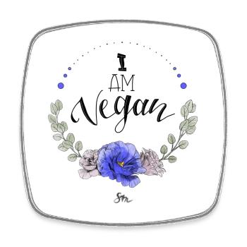 I am vegan - Viereckiger Kühlschrankmagnet - Weiß - Vorne
