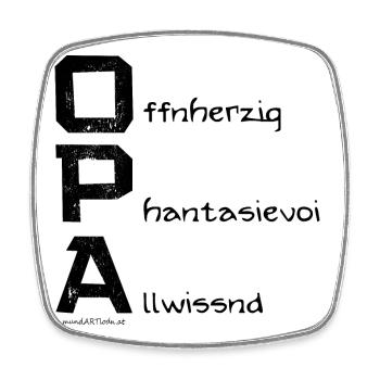 Opa - Geschenkidee in Österreichischem Dialekt - Viereckiger Kühlschrankmagnet - Weiß - Vorne