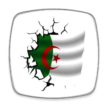 Algérie - Algérie - Drapeau déchiré - Magnet carré - blanc - Devant