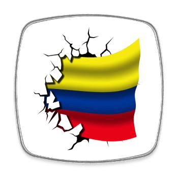 Drapeau de la Colombie - Colombie - Drapeau Broken Design - Magnet carré - blanc - Devant