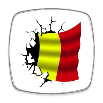 Drapeau de la Belgique - Belgique - Drapeau Broken Design - Magnet carré - blanc - Devant