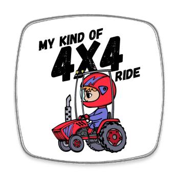 Commercial Vehicle Tractor Statement Country Life Young Farmer - Square fridge magnet - white - Front
