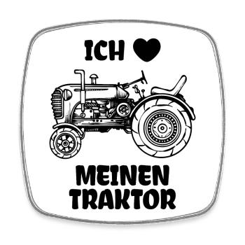 Ich Liebe Traktor Statement Landmaschinen Herz - Viereckiger Kühlschrankmagnet - Weiß - Vorne