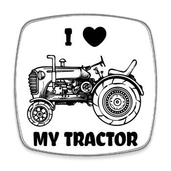 Heart I Love Tractor Statement Field Vehicle - Square fridge magnet - white - Front