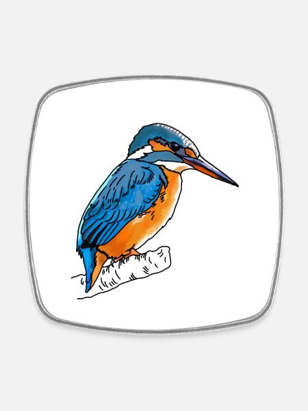 Kingfisher - Square fridge magnet - white