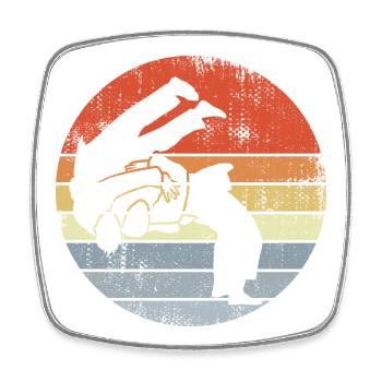 Judo Kämpfer Skizze - Viereckiger Kühlschrankmagnet - Weiß - Vorne