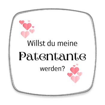 Willst du meine Patentante - Viereckiger Kühlschrankmagnet - Weiß - Vorne