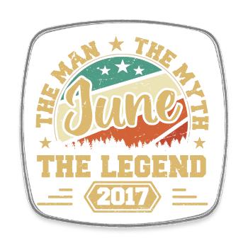 Juin 2017 L’Homme, Le Myte, La légende, Juin 2017 - Magnet carré - blanc - Devant