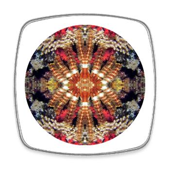 Nature Mandala Sous-marin, Plume Étoile - Magnet carré - blanc - Devant