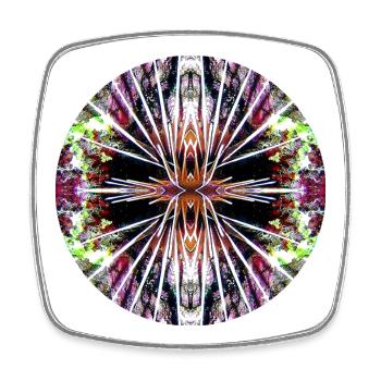 Nature Mandala Sous-marin, Poisson-lion - Magnet carré - blanc - Devant