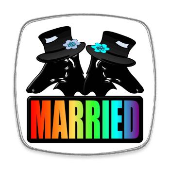 LGBTQ-PAAR VERHEIRATET - HOCHZEIT - SCHWULER BRÄUTIGAM - Viereckiger Kühlschrankmagnet - Weiß - Vorne