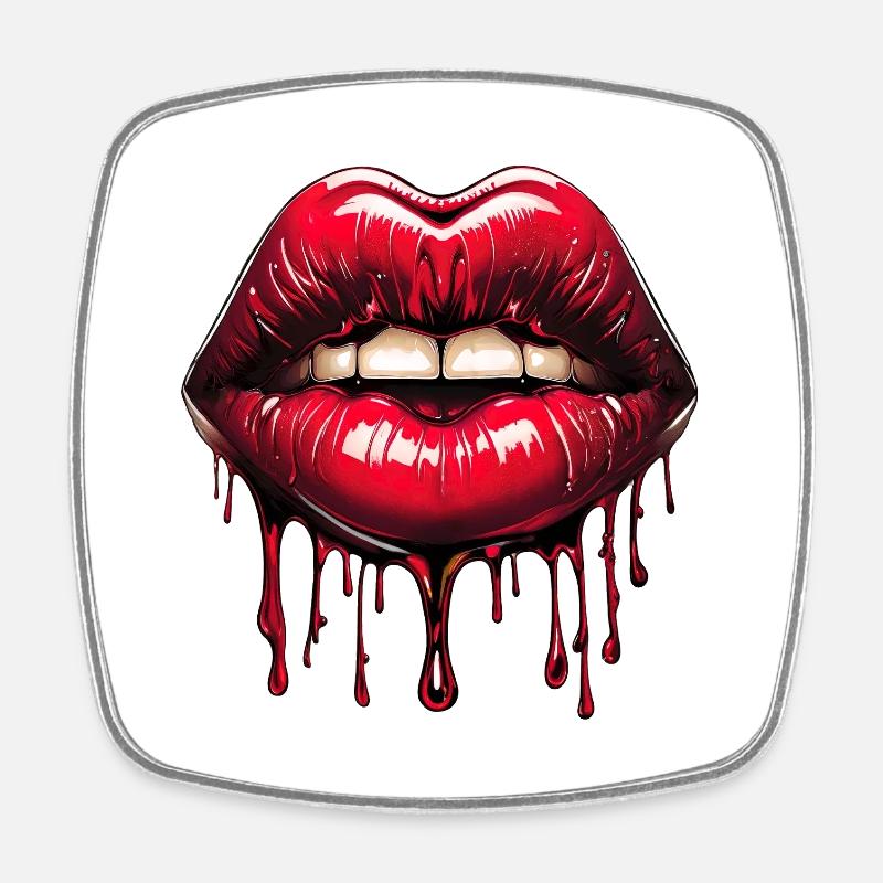 Lippen - Viereckiger Kühlschrankmagnet - Weiß
