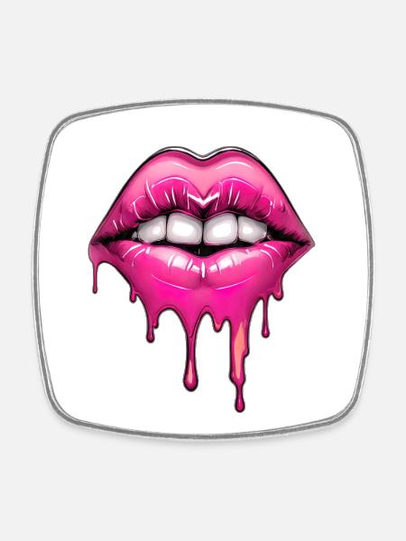 Lips - Square fridge magnet - white