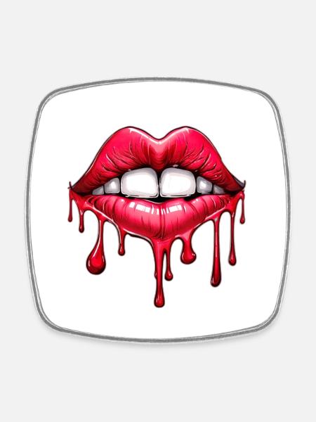Lips - Square fridge magnet - white