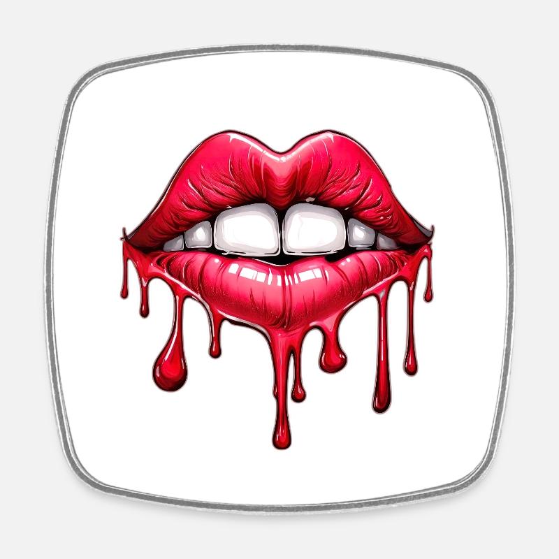 Lippen - Viereckiger Kühlschrankmagnet - Weiß