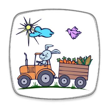 Tractor Farmer Field Vehicle Agricultural Machinery - Square fridge magnet - white - Front