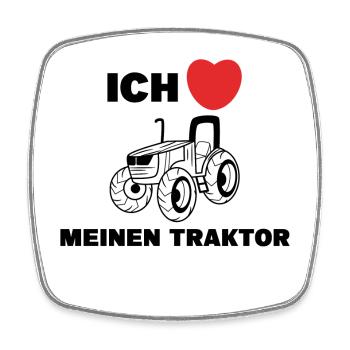 Nutzfahrzeug Ich Liebe Traktor Statement Herz - Viereckiger Kühlschrankmagnet - Weiß - Vorne