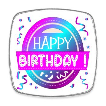 HAPPY BIRTHDAY GREETINGS - CONGRATULATIONS SAYINGS - Square fridge magnet - white - Front